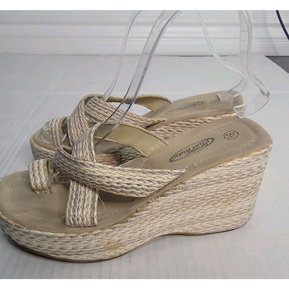 Lower East Side Chunky Wedge Platform Sandals 8.5 Woven Toe Ring Y2K 90's Bratz